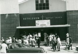 A congregation outside Bethlehem Baptist Church