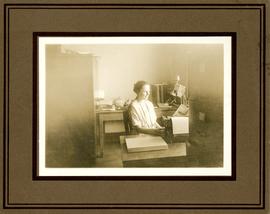 Bertha Gallagher Pictured with Antique Phone (1920)
