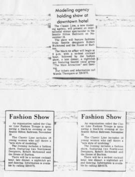 Three clippings about fashion show 