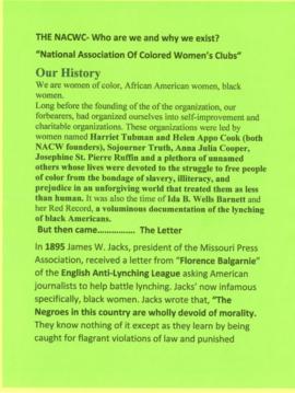National Association of Colored Women's Clubs History
