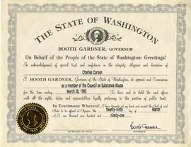 Washington Governor Gardner Appoints Carson to Council of Substance Abuse