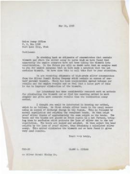 Correspondence From Glenn Sigler To Union Assay Office May 1950