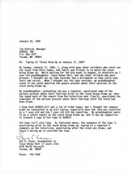 Tanya Vert Letter 1993
