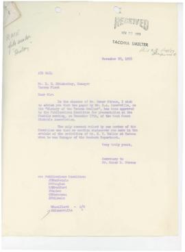 Correspondence Between Oscar Straus And R.E. Shinkoskey With History Of Tacoma Smelter Attached N...