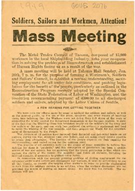 Soldiers, Sailors, and Workmen: Attention- Mass Meeting