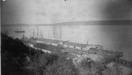 Wharf Scene, Terminus of Northern Pacific Railroad, Tacoma, W.T.