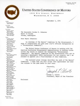Bicentennial Mayors Correspondence 1974