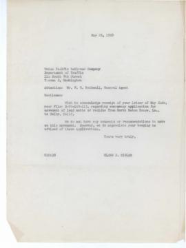 Correspondence From Glenn Sigler To Union Pacific Railroad Company May 1950