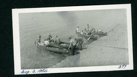 Men and Boys at Camp Ta-ha-do-Wa with Willits Canoes August 3, 1956