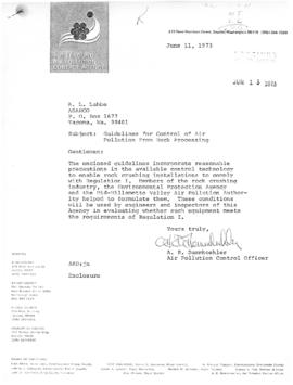 A.R. Dammkoehler to A.L. Labbe, Air Pollution Guidelines, June 11, 1973