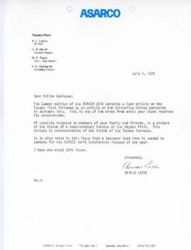 Memo To ASARCO Employees From Armand Labbe on "ASARCO News" July 1 1976