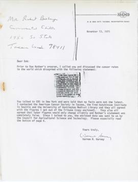 Correspondence From Warren M. Harvey November 1975