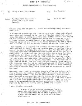 Inter-Departmental Communication to City Manager from City Attorney, April 20, 1977