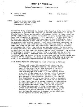 Inter-Departmental Communication to City Manager from City Attorney, April 8, 1977
