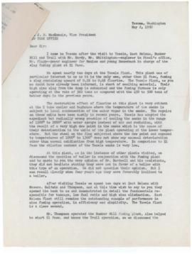 Correspondence From A.L. Labbe To MacKenzie, Vice President New York Office May 1950