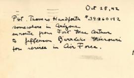 T. Handforth to Nannie from Arizona - Oct. 25, 1942