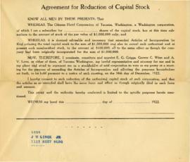 Agreement for Reduction of Capital Stock