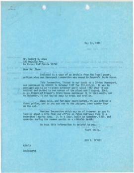 Correspondence From Ben R. Petrie To Robert G. Shaw May 1974