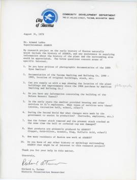 Correspondence From Richard A. Turner To Armond Labbe August 1979
