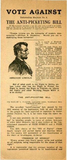 1916 Anti-Picketing Bill Pamphlet