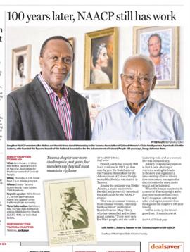 Tacoma News Tribune clipping "100 years later, NAACP still has work"