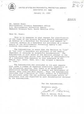 EPA Correspondence Science Advisory Board Subcommittee 1980