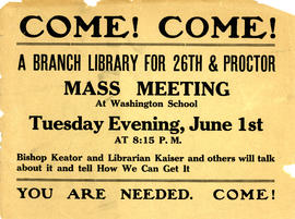 "Branch Library for 26th & Proctor" Meeting Flyer