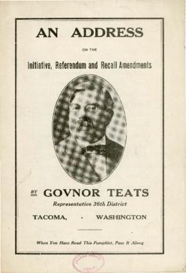 1912 Govnor Teats Amendments Address Booklet