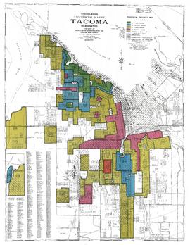 Nicholson Engineering Co. Tacoma Residential Security (Redlining) Map, 1929 Ed., Updated 1937