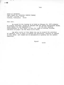 Draft Letter to Puget Sound Air Pollution Control Agency, 1973