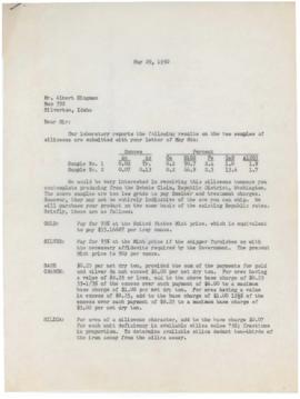 Correspondence From Glenn Sigler To Albert Kingman May 1950
