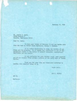 Correspondence From Ben R. Petrie To Harris A. Works February 1972