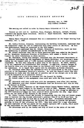 City Council Meeting Minutes, December 4, 1969