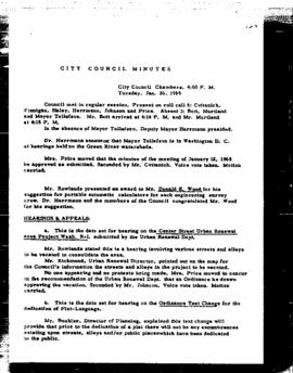 City Council Meeting Minutes, January 26, 1965
