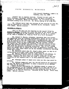 City Council Meeting Minutes, July 12, 1966