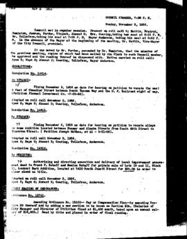 City Council Meeting Minutes, November 5, 1956