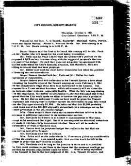 City Council Meeting Minutes, October 5, 1961