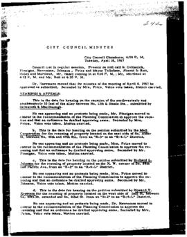 City Council Meeting Minutes, April 18, 1967