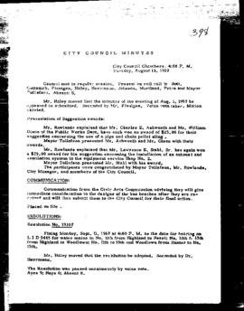 City Council Meeting Minutes, August 15, 1967