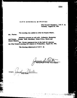 City Council Meeting Minutes, August 29, 1961