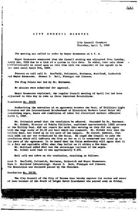 City Council Meeting Minutes, April 3, 1969