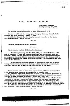 City Council Meeting Minutes, February 2, 1971