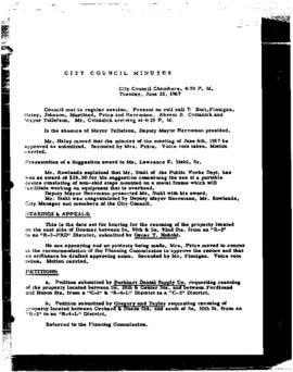 City Council Meeting Minutes, June 20, 1967