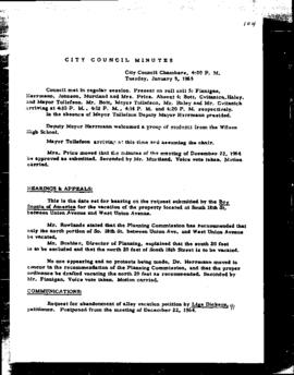 City Council Meeting Minutes, January 5, 1965