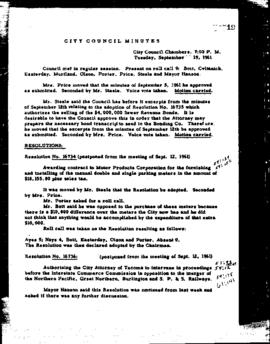 City Council Meeting Minutes, September 19, 1961