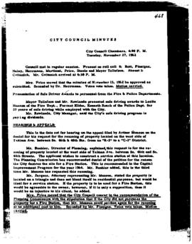 City Council Meeting Minutes, November 27, 1962