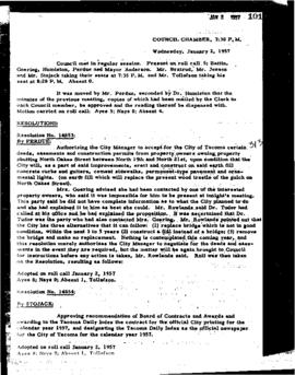 City Council Meeting Minutes, January 2, 1957