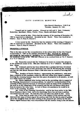 City Council Meeting Minutes, January 10, 1961