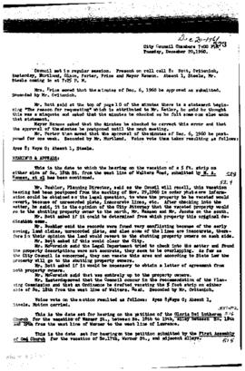 City Council Meeting Minutes, December 20, 1960