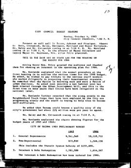 City Council Meeting Minutes, October 4, 1965